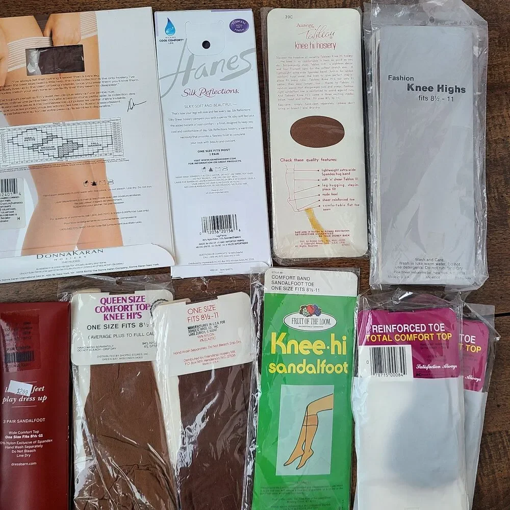 Lot of 26 Vintage Hosiery Nylons Pantyhose Thigh Knee High Mixed Brands & Sizes